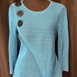 Multiples Black and Blue Striped Top